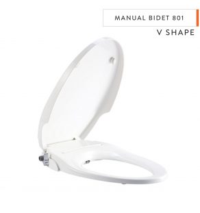 V Shape Manual Bidet Toilet Seats with Cover | No Electricity Required Bathroom Washlet with Dual Nozzles Sprayer
