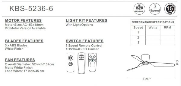 Ceiling Fan ABS Blades (white) 01