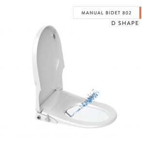 D Shape Manual Bidet Toilet Seats with Cover - No Electricity Required Bathroom Washlet with Dual Nozzles Sprayer
