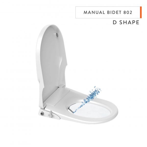 D Shape Manual Bidet Toilet Seats with Cover - No Electricity Required Bathroom Washlet with Dual Nozzles Sprayer